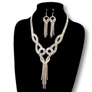 THALIA SODI Silver-Tone Statement Necklace & Tassel Earring Set | NWT